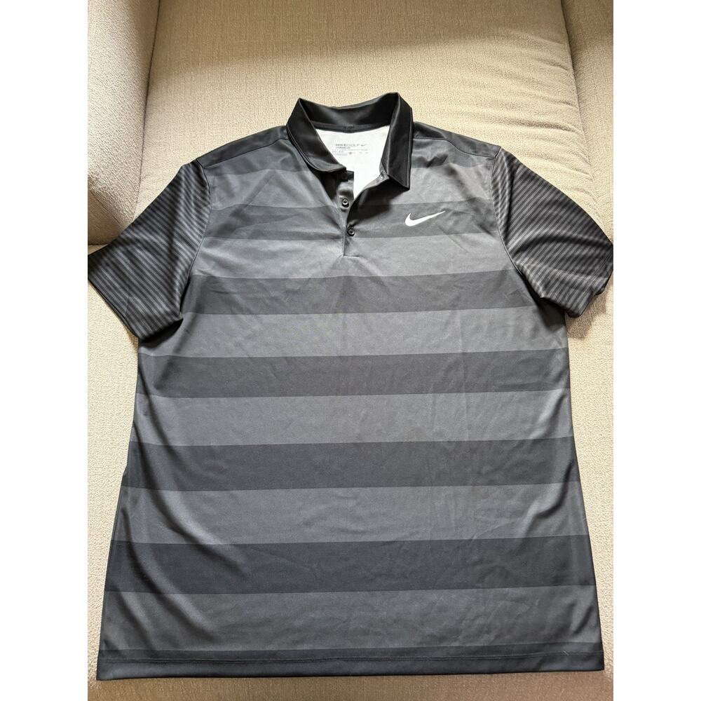 Nike Golf Dri-FIT Standard FitStriped Polo Shirt Grey/BlackXL